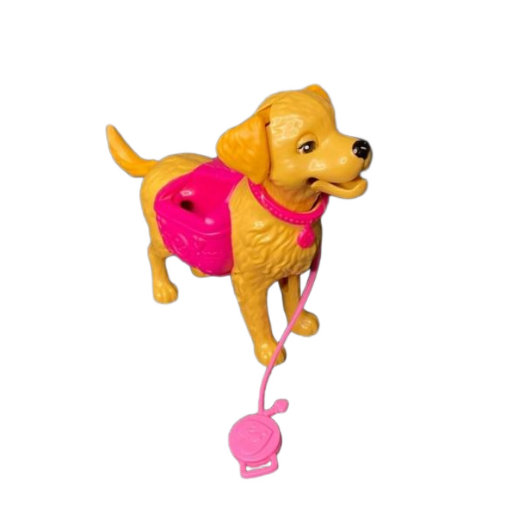 Barbie Potty Training Taffy Dog With Leash Mattel No Food or Poop Tan Pink Leash
